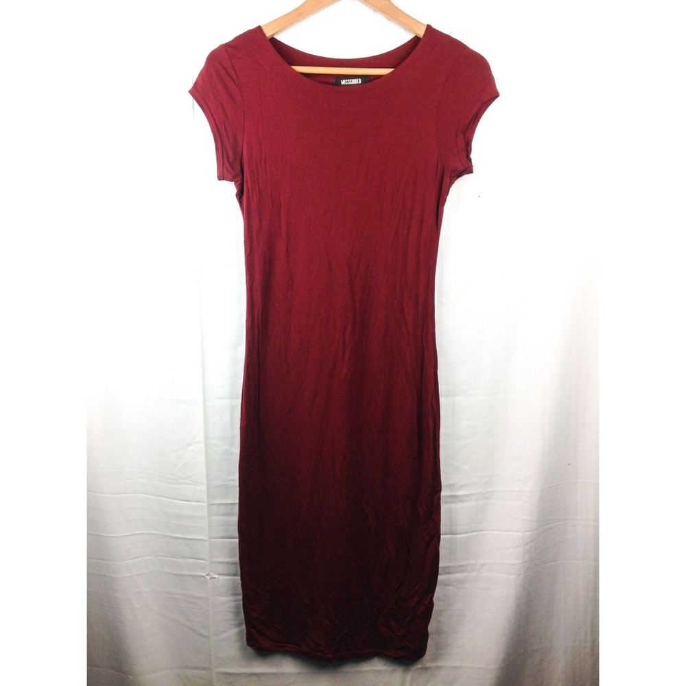 Cailey Midi Bodycon Dress In Burgundy 